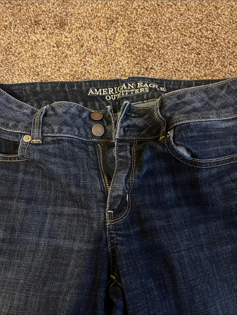 American Eagle Outfitters Dark Blue Artist Crop Jeans - Picture 4 of 5